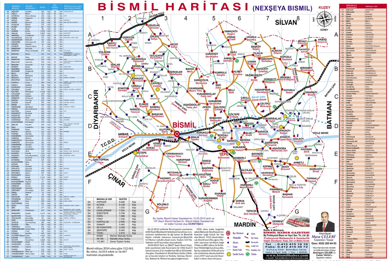 Yer isimlerinin Türkçe ve Kürtçe olarak yazıldığı harita basıldı
